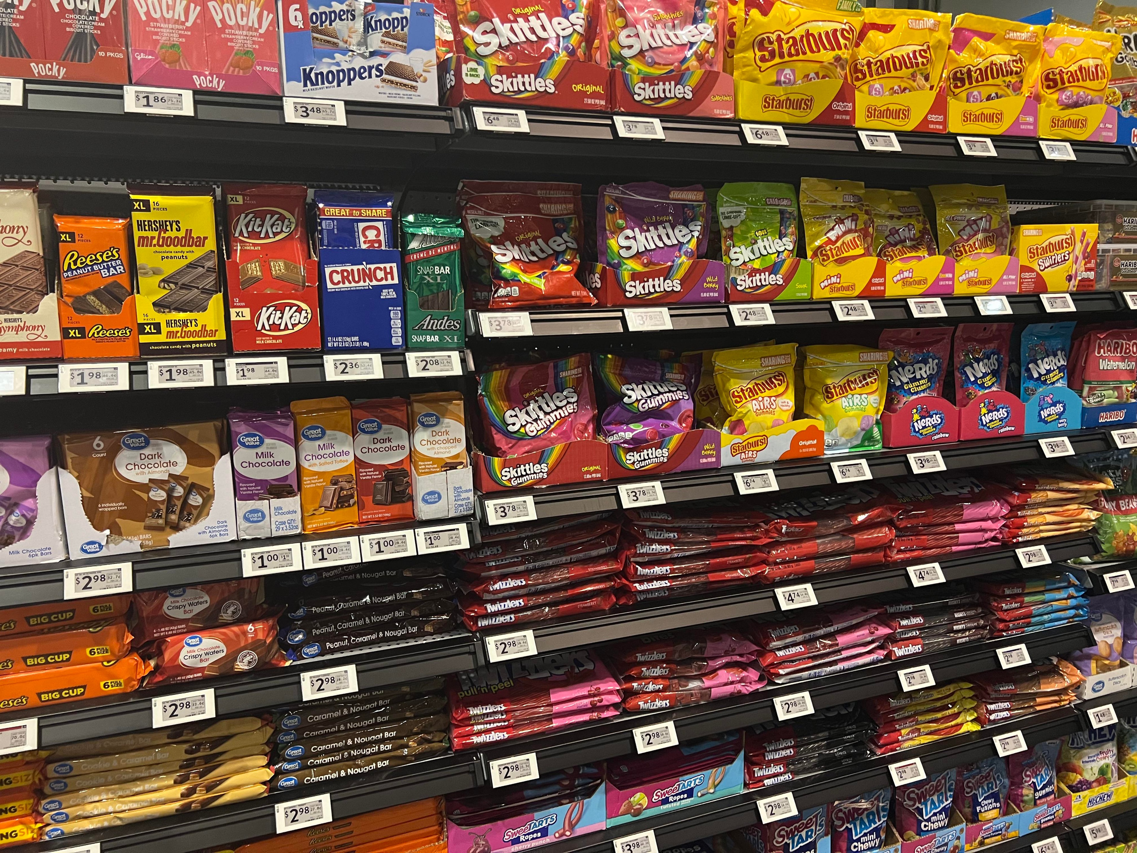 ESL at Walmart Stores – candy and snack aisle